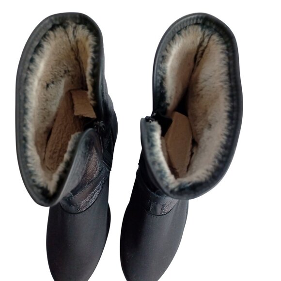 Vibram Toe Warmer Black Arctic Grip Winter Ankle Boots Calf Shoes Women Size 8M - Picture 6 of 14